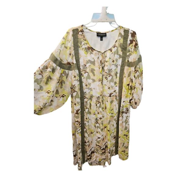 Lane Bryant Floral Boho Green Yellow Dress Size 18 - Picture 3 of 8